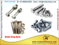 Nickel Alloy Bolts manufacturers exporters suppliers stockist in India Mumbai +91-9892882255 https://www.vandanfasteners.com from VANDAN FASTENERS