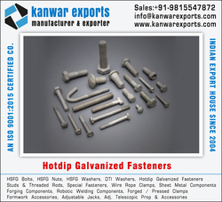 Hotdip Galvanized Fasteners manufacturers exporters in India Ludhiana https://www.kanwarexports.com +91-9815547872 from KANWAR EXPORTS