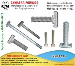T-Bolts manufacturers, Suppliers, Distributors, Stockist and exporters in India +91-98140-44427 https://www.eyeboltindia.com from CHHABRA FORGINGS